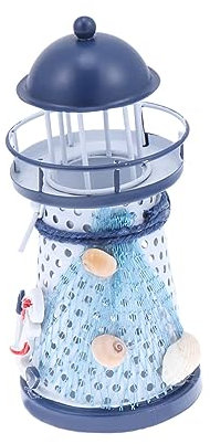 AOKWAWALIY Iron Art Candeliere Nautico Ancora Matrimonio Portacandele Marine Portacandele in miniatura Metallo Faro Statua Lanterna Rustica Astetica Decorazione della stanza Decorazioni nautiche