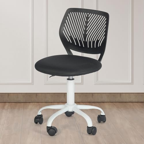 FurnitureR Skrivuppgiftsstol, ergonomisk barn, tonåringar, pojkar, flickor, studiestol – justerbar höjd, svängbar, dator, bärbar dator, skrivbordsstol för hem, kontor, studierum (B-0-version, svart)