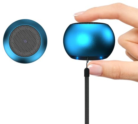 Pack de 2 Mini Altavoz Portátil Bluetooth Pequeño Altavoz Inalámbrico para Teléfono/PC/Tableta, Batería Recargable, Lindo Mini Altavoz con Correa de Transporte, Azul