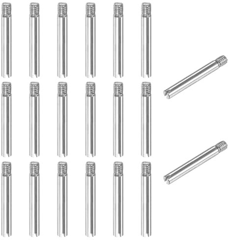 M METERXITY 20-Pack M4 x 30mm Slotted Cylindrical Pin Dowel, 304 Stainless Steel External Thread Locating Dowel Parallel Pins for Metal Devices/Wooden Projects [Silver Tone]