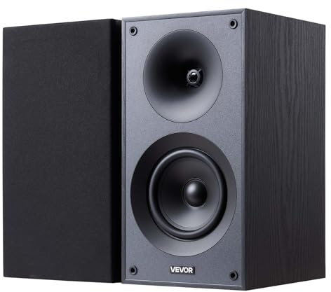 VEVOR Enceintes Bibliothèque Passives, 300 W, Paire Enceinte d'Étagère Stéréo avec Woofer 133,35 mm Tweeter 25,4 mm, Grille Amovible, Réponse en Fréquence 65 Hz-20 kHz, Boîtier Bois, pour Home Cinéma