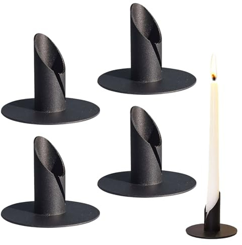 Portacandele, 4 Pezzi 2,2cm Portacandele per Cena a Lume di Candela, Portacandele a Colonna, per Banchetti, Decorazioni per la Casa, Nero