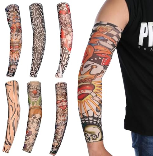 Vyqrx Arm Fake Tattoos Sleeves, Decorative Arm Stockings for Men and Women, Tattoos Sleeves for Outdoor Cycling Halloween Festivals Tattoo Hip Hop Nylon Stretch