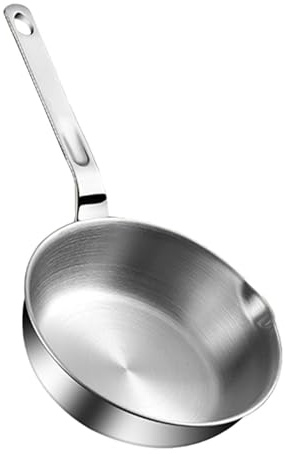 YIXANNX Sartén antiadherente para tortillas fritas, sartén multiusos de acero inoxidable, redonda para filetes de huevo, utensilios cocina redondos para saltear, Plata, 12cm