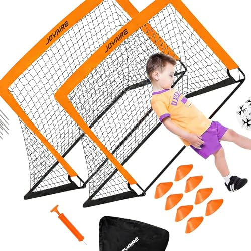 DOUDINGMAO Juego de portería de fútbol de fácil montaje, perfecto para patio, parque, playa, actividades divertidas familiares, portería de fútbol plegable