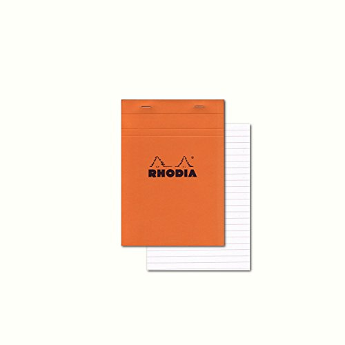 RHODIA 16600C - Stapled Notepad N°16 Orange - A5 - Ruled - 80 Detachable Sheets - White Clairefontaine Paper 80 g/m - Soft, Resistant and Waterproof Coated Card Cover - Basics