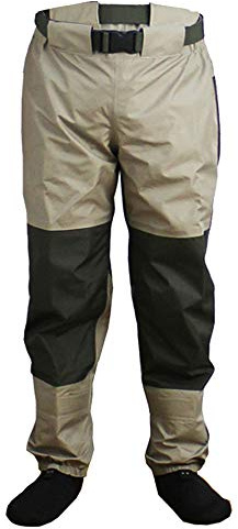 Kylebooker Breathable Stockingfoot Waist High Pant Waders KB003 Khaki (L)