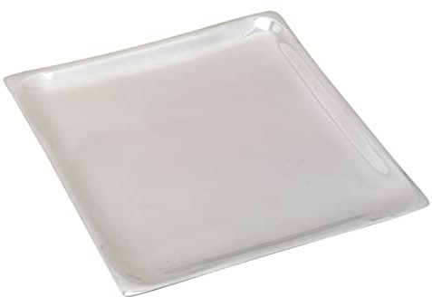 NKlaus piatto per candele in alluminio quadrato 11x11cm con sottobicchiere portacandele in argento lucido 10410