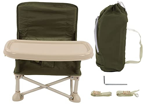 Silla Portátil, Silla Camping Plegable para Bebé con Bandeja, Asiento Elevador de Viaje Infantil para Interior, Exterior, Asiento de Bebé con Cinturón de Seguridad para(Actualización ecológica)
