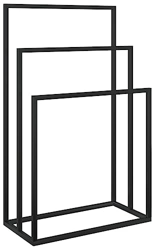 vidaXL Toallero de Pie Estantes Almacenamiento para Baño Exhibición Soporte Ropa Secado Organizador Accesorio Mantener Orden de Hierro Negro