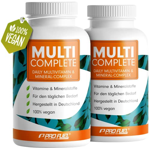 Vegane Vitamine & Mineralstoffe 2x180 Kapseln - MULTI COMPLETE Multivitamin & Mineral-Komplex vegan: Vitamin A, B2, B12, D3, K2, Folsäure, Calcium, Magnesium, Zink, Eisen, Selen, Jod - 4 Monats-Vorrat