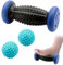 Vueinrg Fußmassageroller + 2 Igelball Fußmassage, Foot Massage Roller Faszienrolle Fuß Fersensporn Fußroller für Plantarfasziitis Entspannung Schmerzen (Lila)