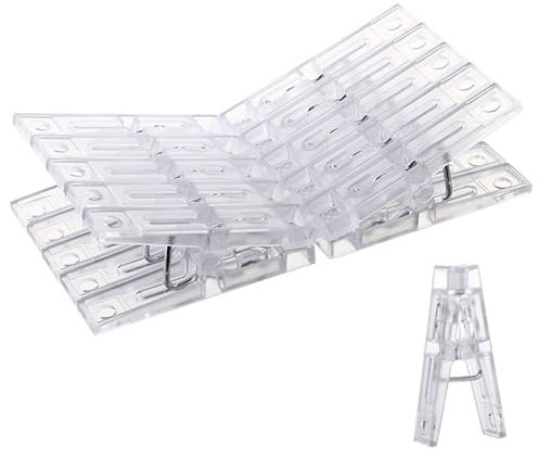 MORICOH Transparenter Wäscheklammern, 10 Stück Verschlussclips, Kunststoff Langlebige Federn Wäscheklammern Extra Stark, Winddicht Wäscheklammern für Clip Kleidung, Papier (10)