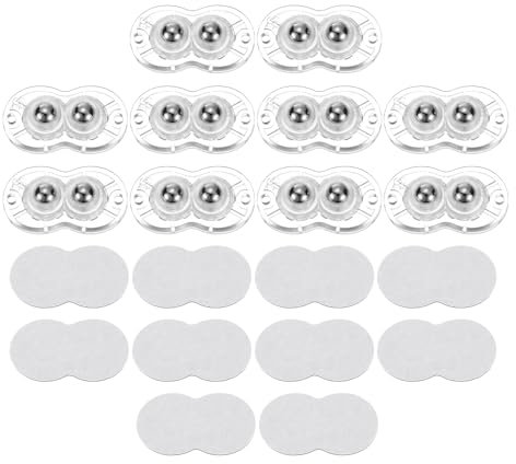 QUARKZMAN 10Pcs Mini Roulettes autocollantes, 2,05 x 1,14 Roulettes Pivotantes à 360° pour Petits Appareils de Rangement Poubelle - Perles en Acier (Transparent)