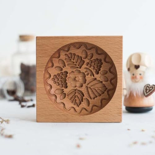 Lecreatekit Wooden Cookie Press moulds 3D Cake Embossing Tools Baking Gadgets For Dough Clay Biscuits Pastries Kids Cooking Kitchen Set(Capsule)