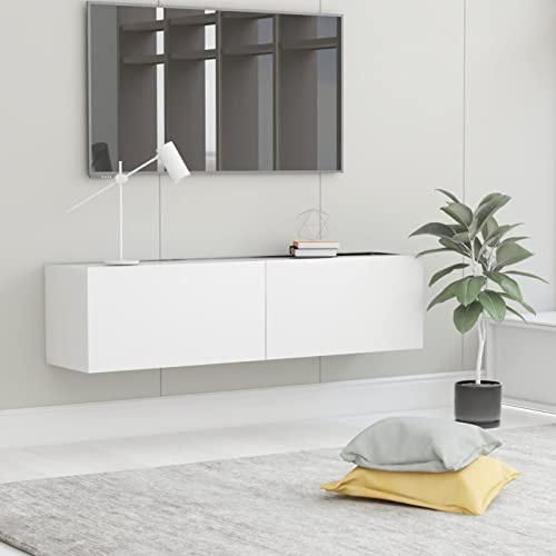 Festnight Mobile a Parete, tv Sospesa, Soggiorno, Moderna, in Legno Multistrato Bianco 120x30x30 cm