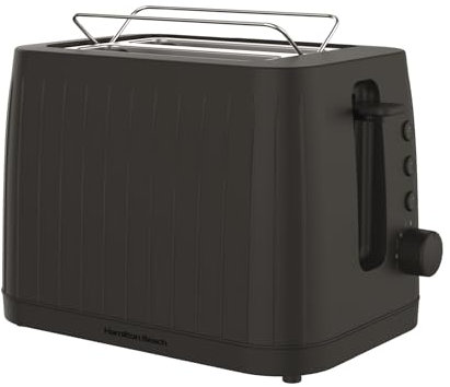 Hamilton Beach Toaster 2 Slice, Stealth, Integrated Warming Rack, 8 Browning Levels, Centering Function, Extra-Wide Slots, Defrost, Reheat & Cancel Functions, 870W - HBT3230B, Matte Black