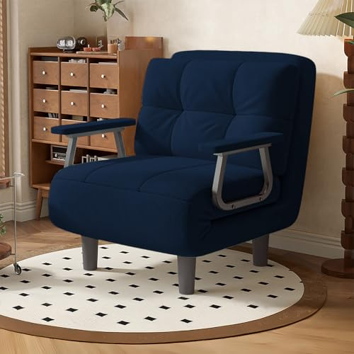 Fabulcozy Canapé Velours Côtelé Convertible 1 Place - Fauteuil Convertible avec Coussin et Accoudoirs Métal