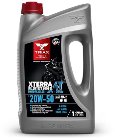 TRIAX XTerra 4T 20W-50 V-TWIN Full Synthetic Engine Oil | Exceeds JASO MA2 & API SL/SM/SN | True All Season (1 Gallon)