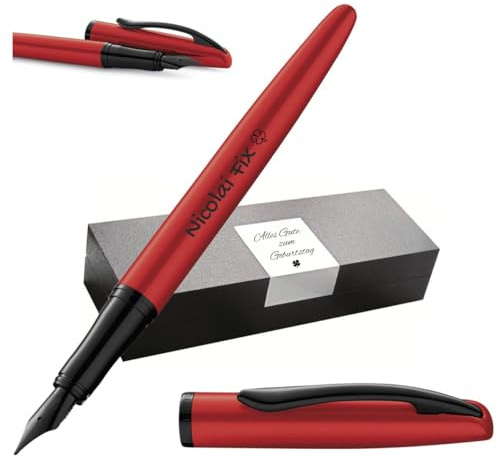 Pelikan Jazz® Noble Elegance P36 Penna stilografica con incisione Regalo - Penne uniche con nome - Regali personalizzati - Penna stilografica personalizzata (Rosso)