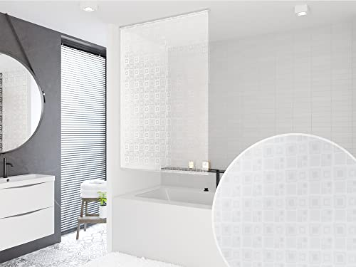 Basic – Estor para ducha (100 x 240 cm PEVA Quadro 3d transparente 3d aspecto. Shower Estor Curtain.