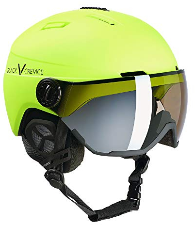 Black Crevice Skihelm Calgary mit Visier, neon gelb mat/Silver, S/M (54-57)…