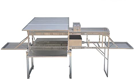 Outdoor Küche Camping Schränke Tragbarer Klappbarer Camping-Küchentisch Im Freien, Outdoor BBQ Camping Party Grilltisch Mit Windschutz