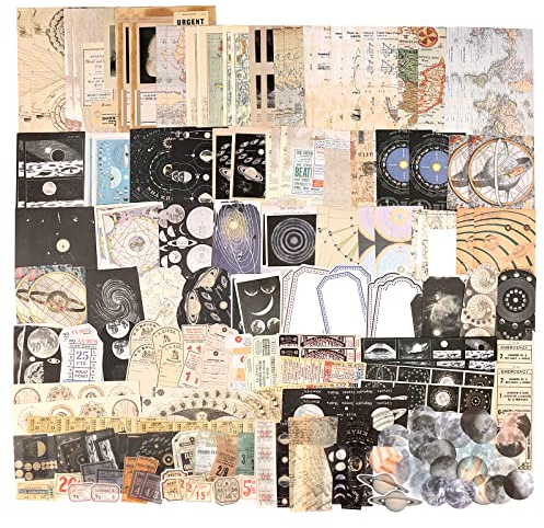 Draupnir 200 Stück Vintage Scrapbooking Papier Washi Sticker Aesthetic Set Aufkleber Planet Astronomie Thematisch Scrapbook Zubehör für Kalender Notizbuch Tagebuch - Astrologie