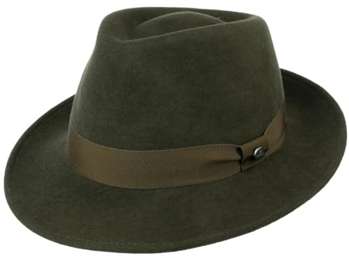 Lierys City Felt hat - Wool Felt hat Ladies/Men - Men's hat Water-Repellent and Packable - Bogart hat Summer/Winter - Fedora Dark Green