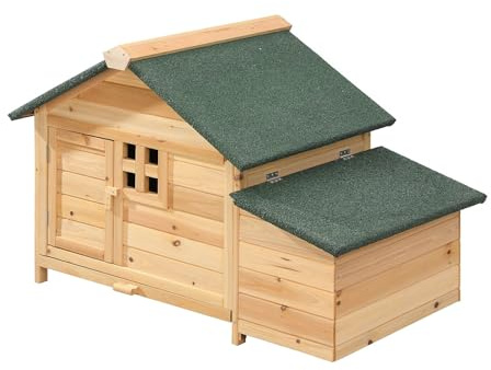 Vente-unique - Poulailler en Bois avec pondoir - 2 Poules - L. 106 x P. 64 x H.71 cm - Naturel- ANSER