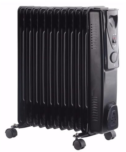 Oil Filled Radiator 11 Fin, Electric Radiator for Home Office, Oil Radiator Warms Any Room Quickly, Thermostatically Controlled 2500W Oil Heater for Maximum Warmth, Black
