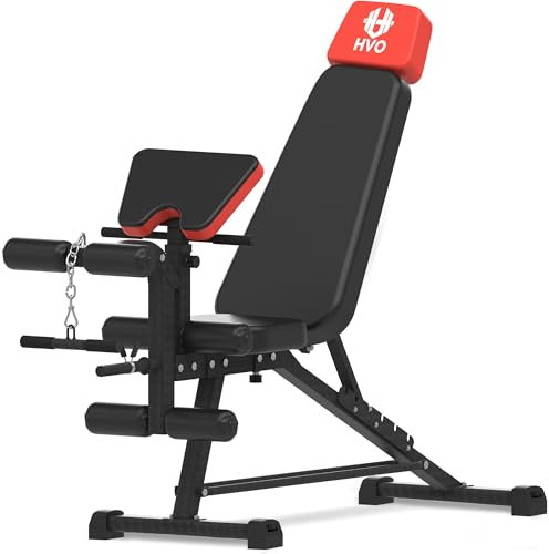 HVO Schrägbank Hantelbank Verstellbar Trainingsbank: Fitnessbank Geräte mit Beincurler für Zuhause Bankdrücken Bank Bench Press Sportbank Home Gym Equipment Weight Bench