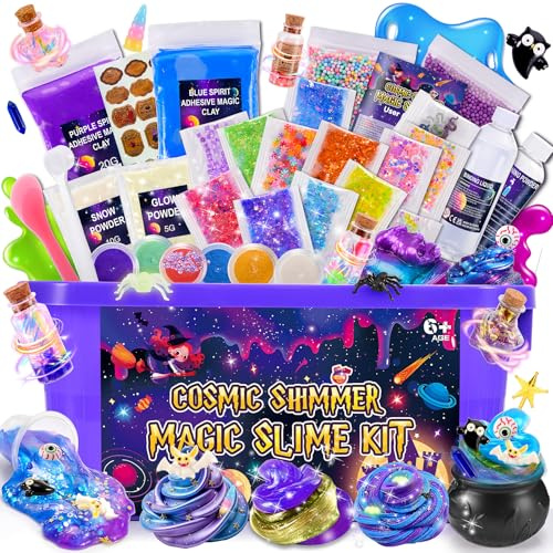 Hapikids Slime Kits de Loisirs Créatifs 6 7 8 9 10 11 12 Ans, Cadeau Fille 6-12 Ans Galaxy Slime Enfant Jouet Fille 6-12 Ans Slime Fluffy Activites Manuelles pour Enfants Potion Magique Enfant