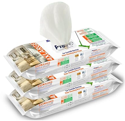 Preline Bodenwischtücher für Mopp Feuchte Bodentücher Weißer Seifenduft Extra Groß & Dick Für Fliesen Laminat Holz & Vinyl Effektiv gegen Staub Schmutz & Haare Einfache Reinigung, 40 Tücher (3)