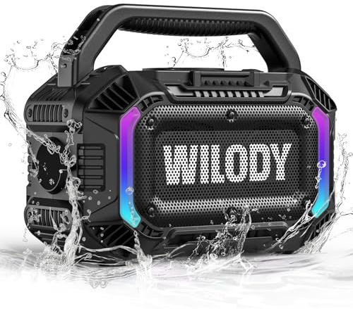 Wilody Altoparlante Bluetooth portatile,cassa bluetooth portatile con bassi profondi da 100 W,potente IPX7,con ricarica wireless,20 ore di riproduzione,ingresso TF/AUX/Type-C,RGB,TWS,BT 5.3,(L-Nero)