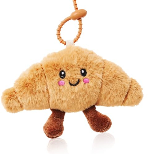 Nogeqi Croissant Porte-clés mignon en peluche, porte-clés croissants, esthétique, pour décoration à suspendre, breloque de sac