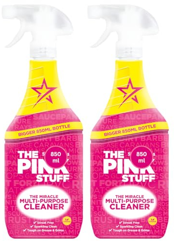 Pink Stuff Multi Purpose Cleaner Spray 850ml x2 Trigger Spray Streak Free All Purpose Cleaning Solution, Tough on Grease & Grime, Powerful Household Cleaner for Kitchen, Bathroom, Floors & Surfaces
