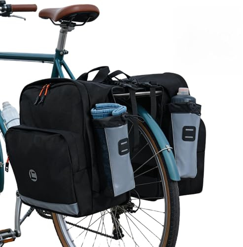 Gkstly 30L Borse per Bici, Borsa Posteriore Bicicletta Impermeabile Borse Laterali Bici Doppia Sacca Riflettente 1680D Nylon Borsa da Portapacchi con Manico per Ciclismo Viaggi Pendolarismo (A)