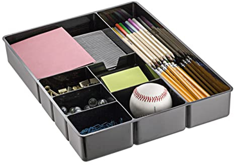 Officemate Deep Drawer Organizer Tray, 8 Compartments, 2 1/4H x 15 1/8W x 11 1/2D, Black