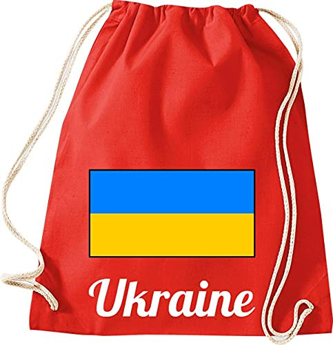 ShirtInStyle Gym Sack Turnbeutel Beutel Tasche Rucksack Land Ukraine Ukraine, Farbe Rot