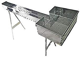 Fornacella canaletta barbecue cuoci arrosticini 100 cm in acciaio inox con testa 27x37 cm piedi staccabili originale Abruzzese