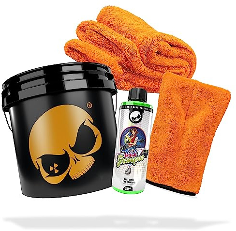 detailmate Biltvättset: Nuke Guys tjockt schampo 500 ml tvätthandske Nuke Guys Gamma Dryer XXL torkduk tvätthink Nuke Guys Gold Bucket 3,5 GAL – optimal handtvätt och torkning