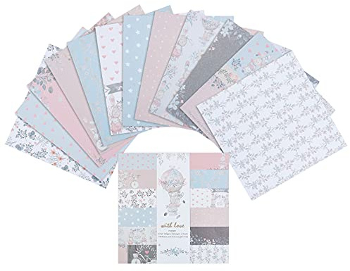 GORGECRAFT Patterned Paper Pad Scrapbook 24 Sheets Single Sided Paper Album Decorative Pages Themed Cardboard Background Light Colour
