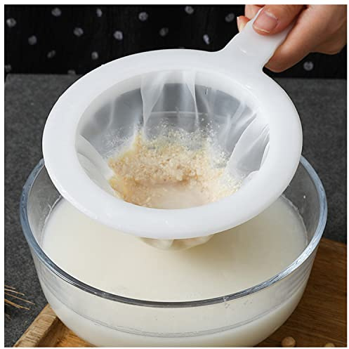 Kitchen Ultra-Fine Nylon Mesh Strainer 5.51 Inch, Plastic Sieve Fine Mesh with Handle Kitchen Tool For Soy Milk, Coffee, Milk, Yogurt, Juice,Tea Leaf Filter, Honey, Wine (200 mesh)