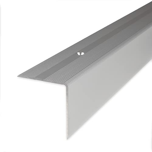 PROVISTON | Trappkant | Aluminiumanodiserad | Silver | Bredd 40 mm | Höjd 42 mm | Längd 1000 mm | Borrade | Trappkantprofil | Trappvinkel | Vinkelprofil | Kombinera vinkel | 1 del