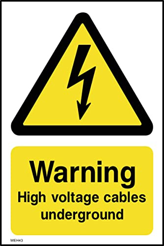 Warning High Voltage Cables Underground Sign - 100mm x 150mm - Self Adhesive Sticker (WEH43)