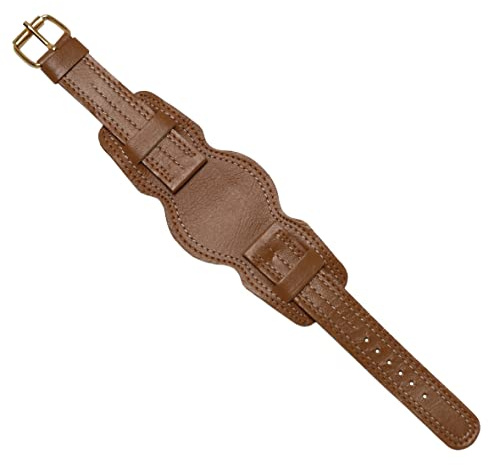 Dcasmo group Correa Reloj de Piel Legitima Marron para Hombre 18mm NOS 1960 1970 - Pulsera Sudadera Militar Vintage Original - Strap Bracelet de Relojeria Antigua Tradicional