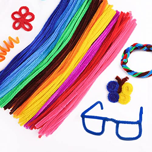 100Pcs Coloured Pipe Cleaners, 30cm Pipecleaners Wire Sculpture for Craft