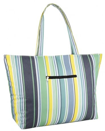 HOMESHOPA Insulated Picnic Cooler Bags in Blue & Grey Strips, Wide Open Insulated Lunch Bags, Water-Resistant Thermal Leakproof Tote Bag, Portable Reusable Cool Bag