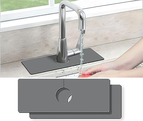 Kitchen Sink Splash Guard Faucet Mat -2 PC Super Absorbent Fast Drying Mat Sink Gadgets-Splash Guard Behind Faucet Drip Catcher for Kitchen(15 X 5.5 )